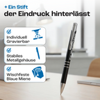 Werbekugelschreiber aus Metall mit Lasergravur Logo und Text
