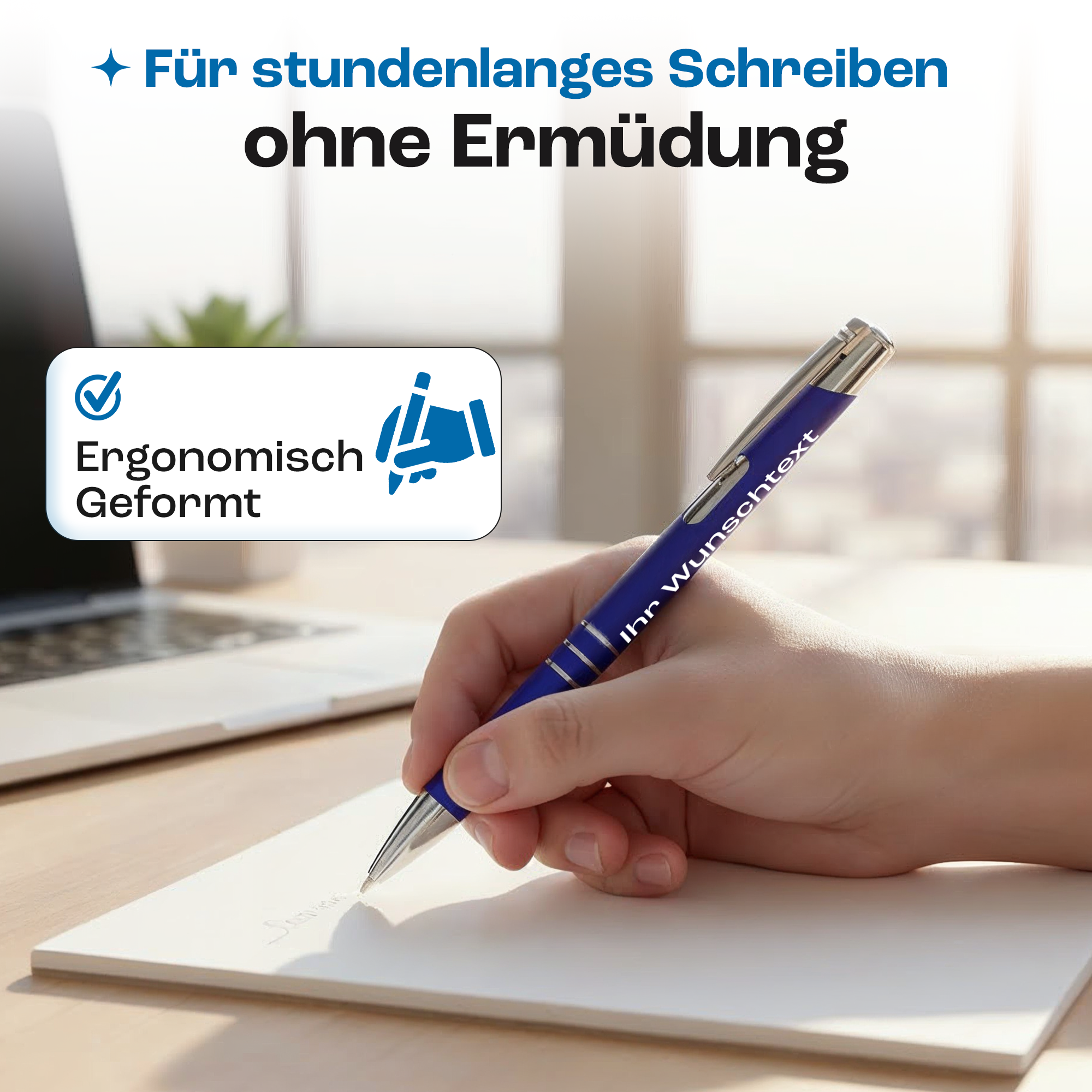 Werbekugelschreiber aus Metall mit Lasergravur Logo und Text