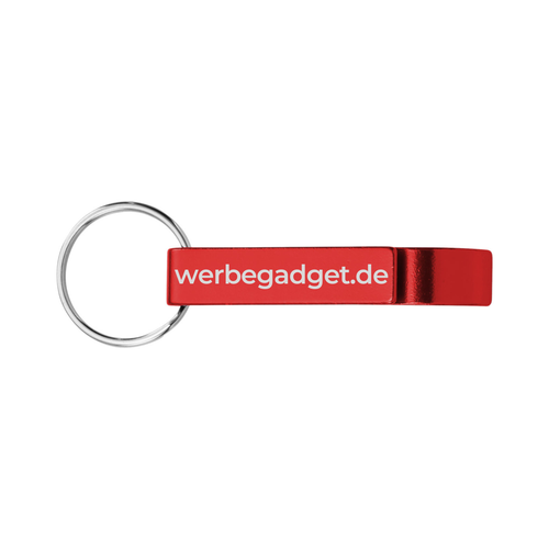 Aluminium-Schlüsselanhänger mit Flaschenöffner und einseitiger Lasergravur – Werbeartikel mit Logo