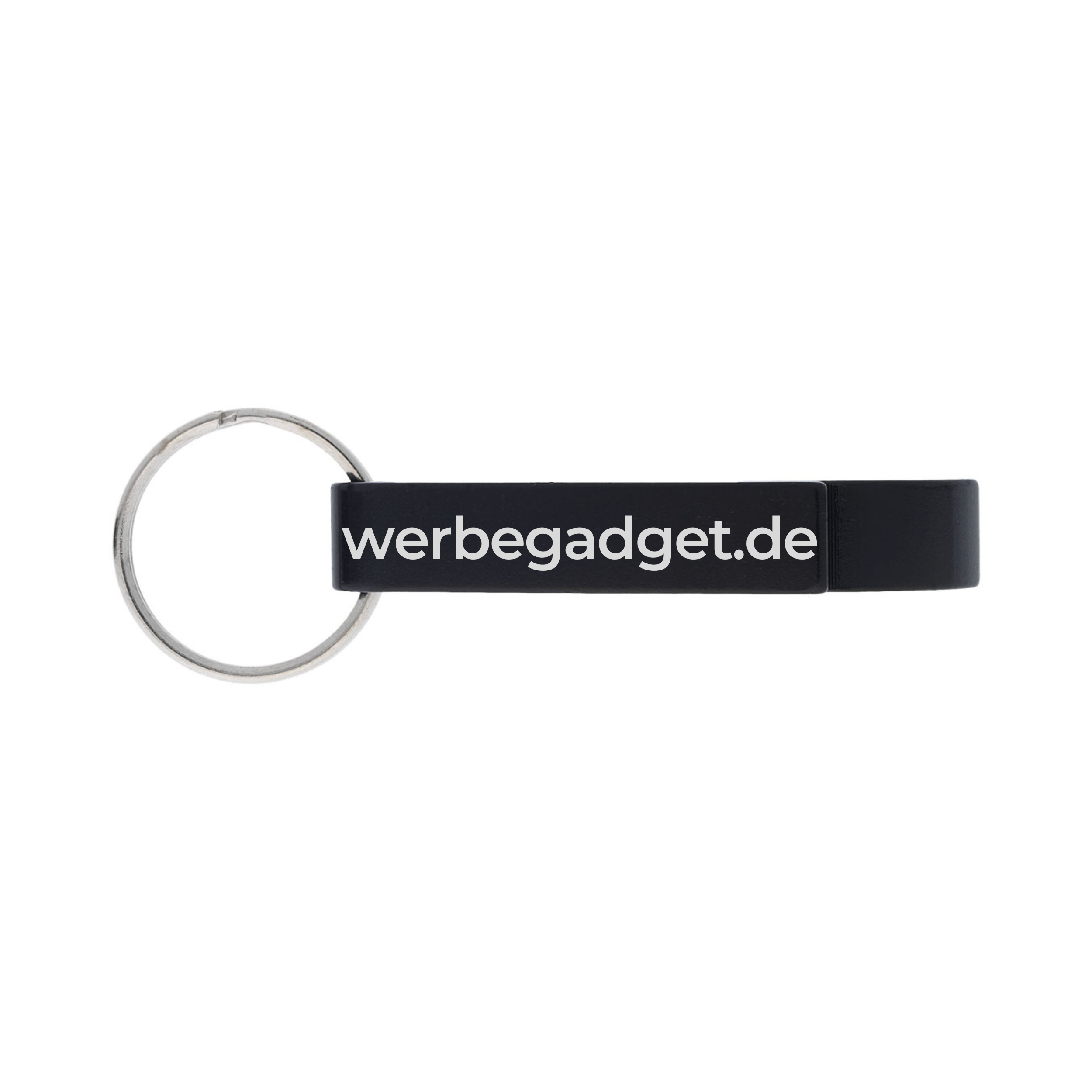 Aluminium-Schlüsselanhänger mit Flaschenöffner und einseitiger Lasergravur – Werbeartikel mit Logo